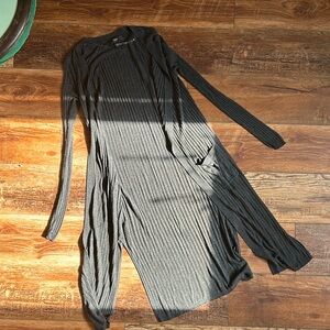 Dark gray full length lightweight cardigan